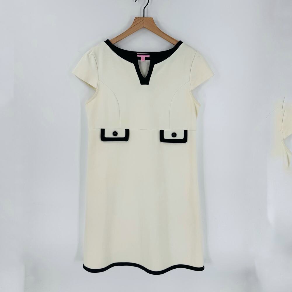 Lilly Pulitzer Cream Shift Dress with Black Trim